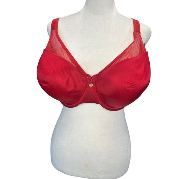 Cacique illusion Full Coverage Support Solution Mesh Trim Sexy Red‎ SZ 42DD - Picture 1 of 7